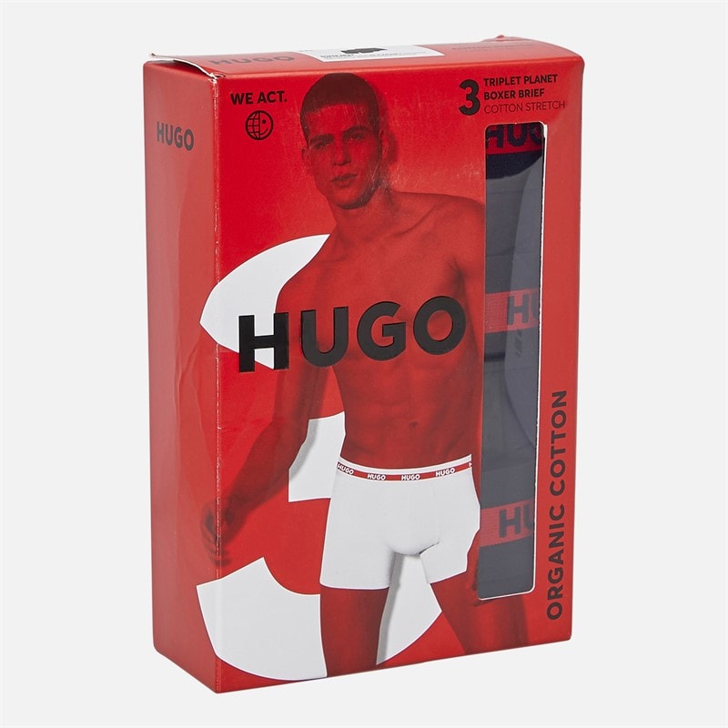 HUGO Mens Planet Three Pack Boxer Briefs Black - Image 2