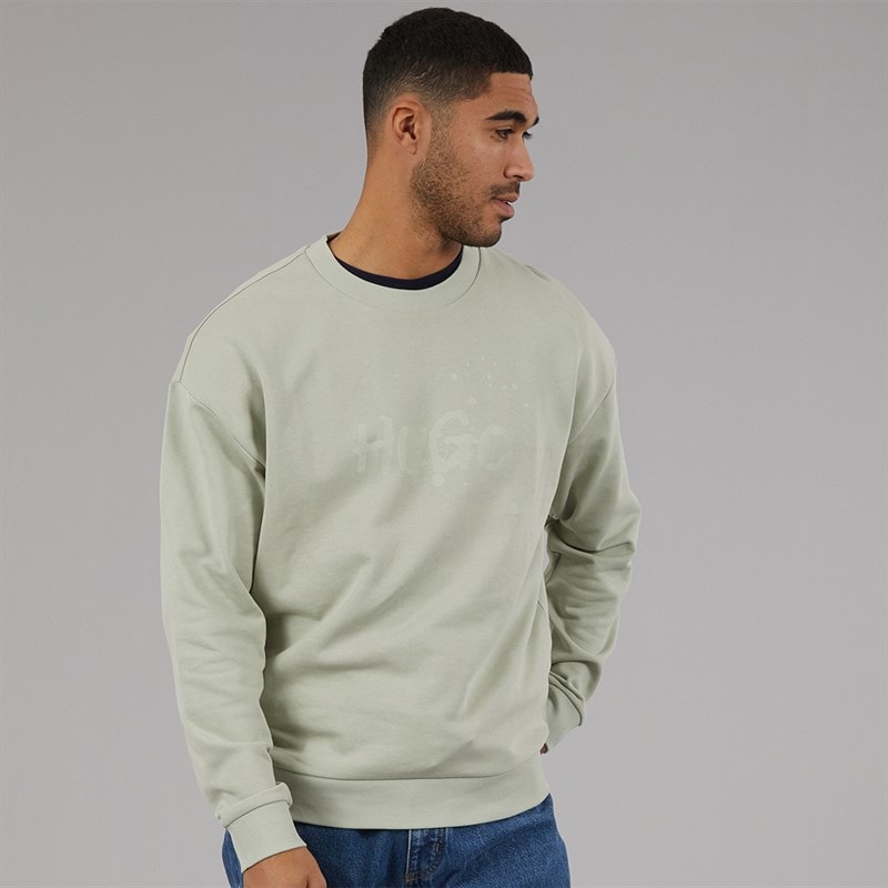 HUGO Mens Nierofix Sweatshirt Open Green