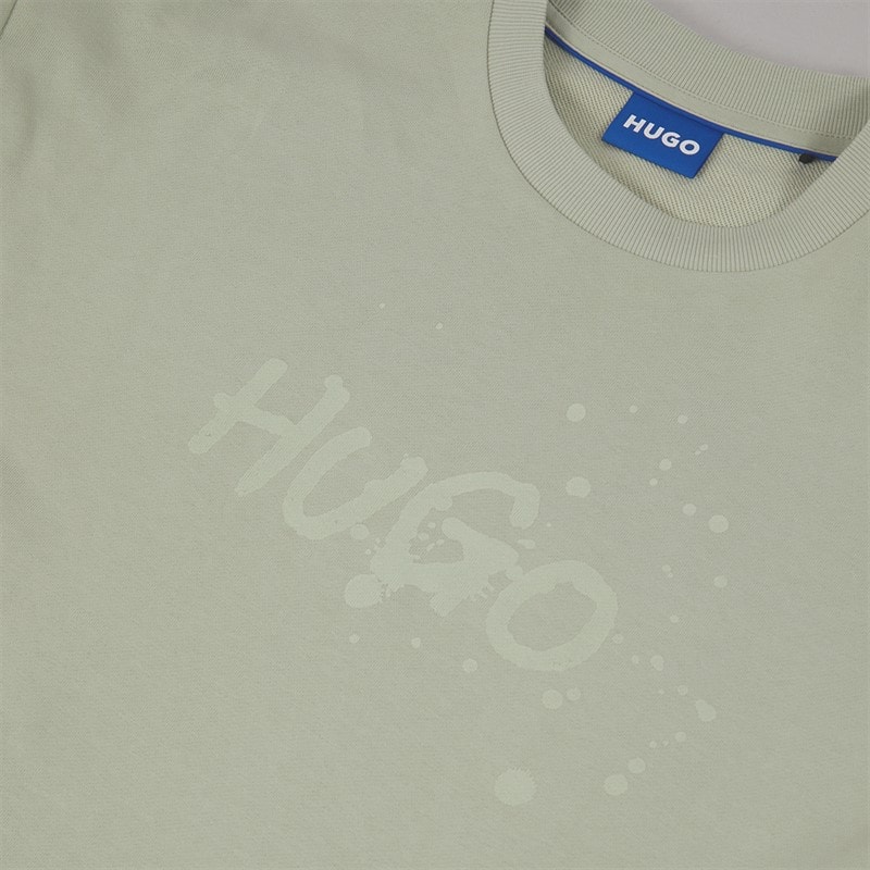 HUGO Mens Nierofix Sweatshirt Open Green - Image 3