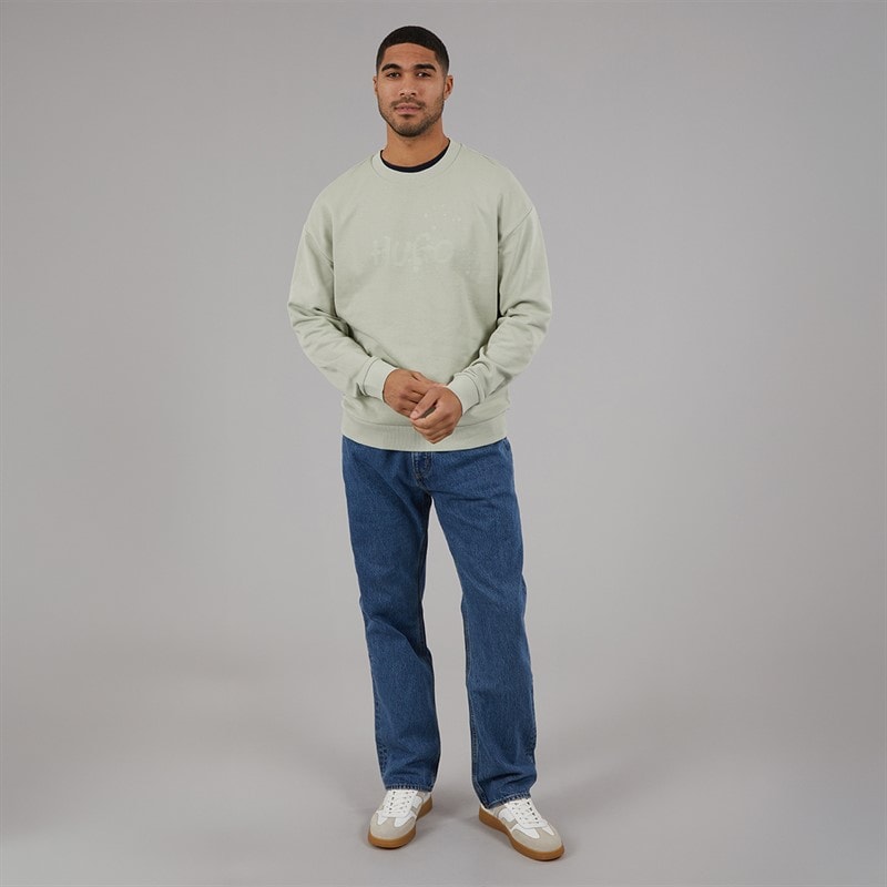 HUGO Mens Nierofix Sweatshirt Open Green - Image 4