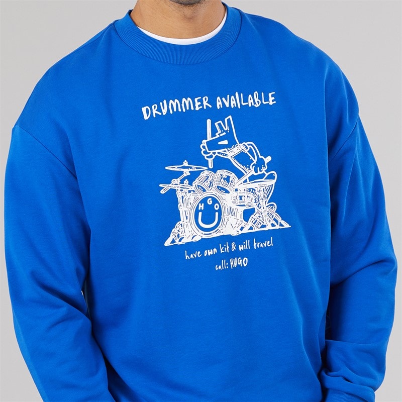 HUGO Mens Namenex Sweatshirt Open Blue - Image 3