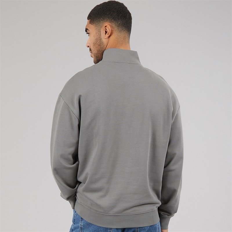 HUGO Mens Durty244 Half Zip Sweatshirt Dark Grey - Image 2