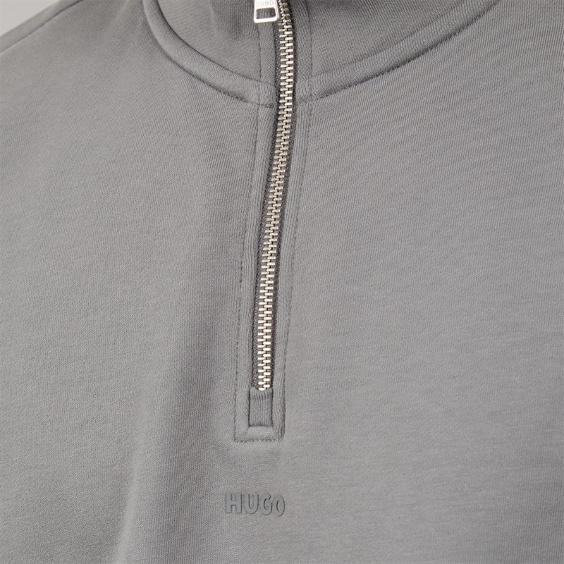 HUGO Mens Durty244 Half Zip Sweatshirt Dark Grey - Image 3