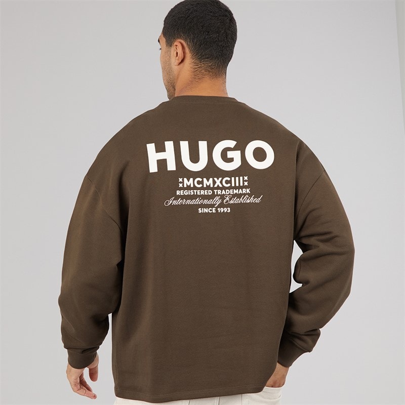 HUGO Mens Naviu Sweatshirt Dark Brown