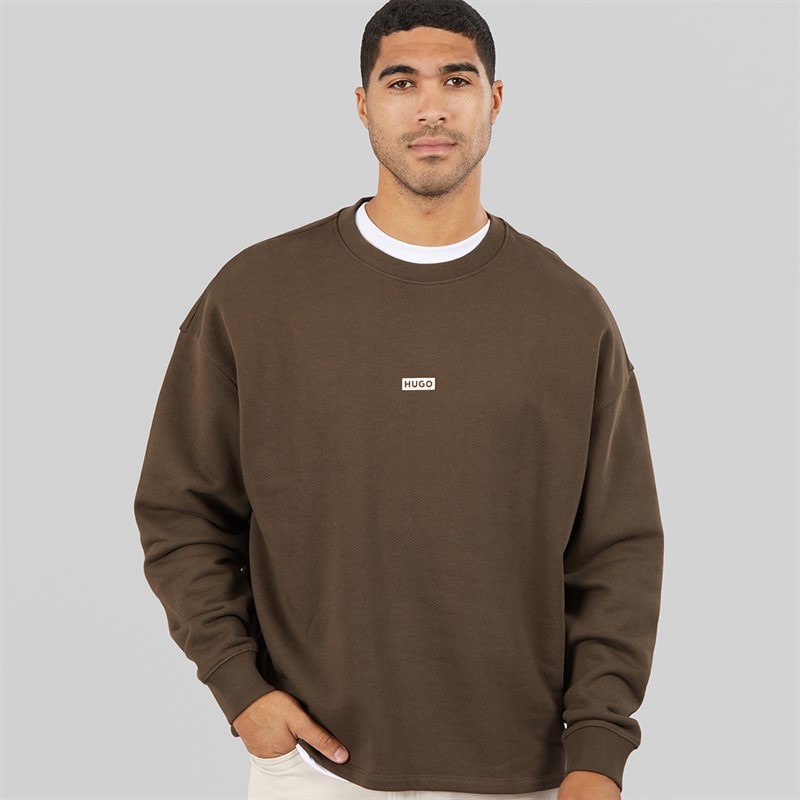 HUGO Mens Naviu Sweatshirt Dark Brown - Image 2