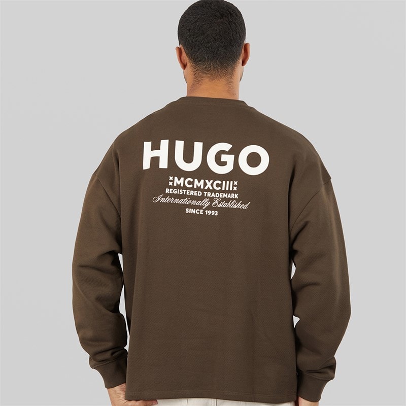 HUGO Mens Naviu Sweatshirt Dark Brown - Image 3