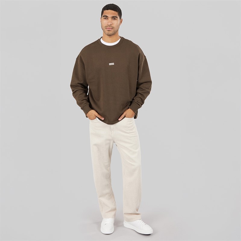 HUGO Mens Naviu Sweatshirt Dark Brown - Image 4