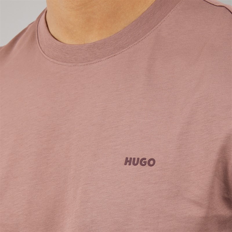 HUGO Mens Dero222 T-Shirt Light/Pastel Brown - Image 3