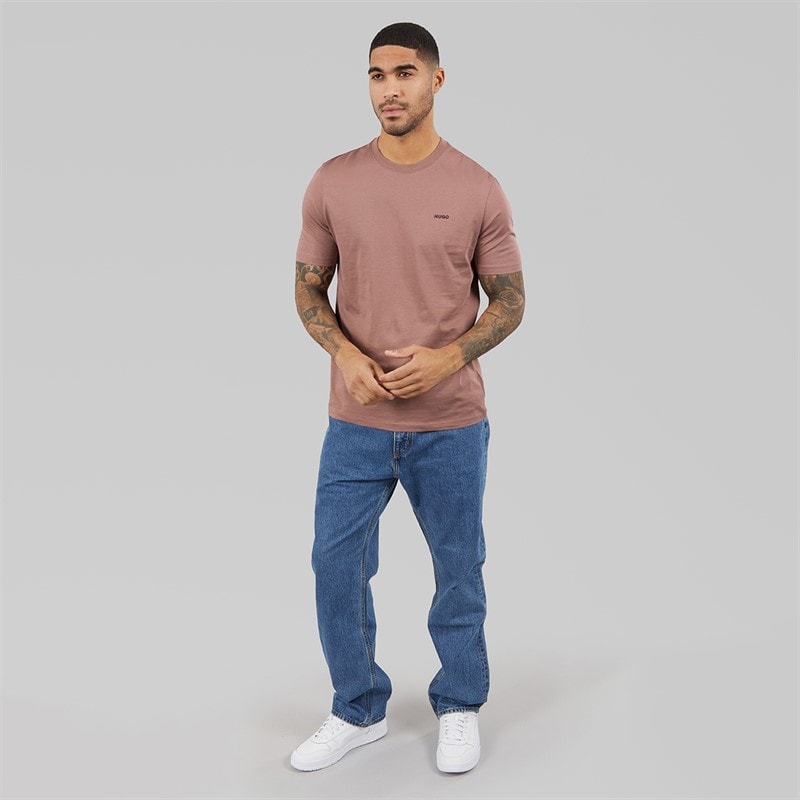 HUGO Mens Dero222 T-Shirt Light/Pastel Brown - Image 4