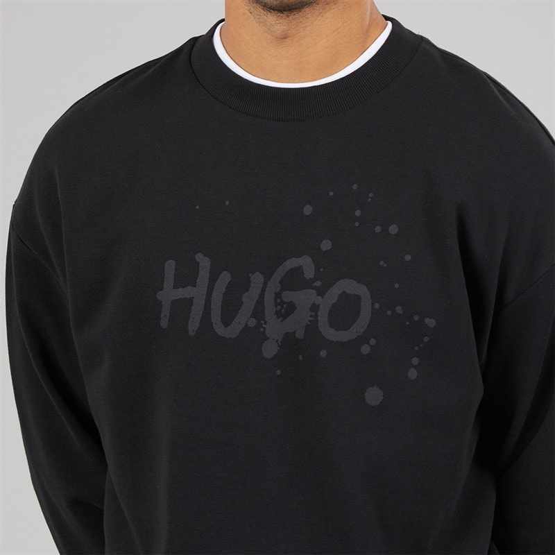 HUGO Mens Nierofix Sweatshirt Black - Image 3