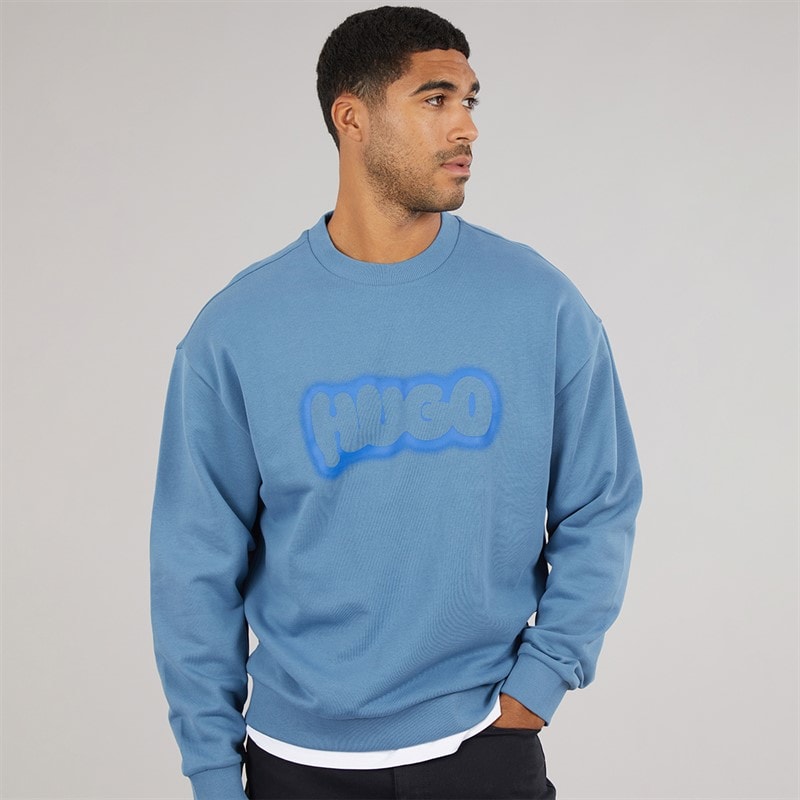 HUGO Mens Newirex Sweatshirt Open Blue