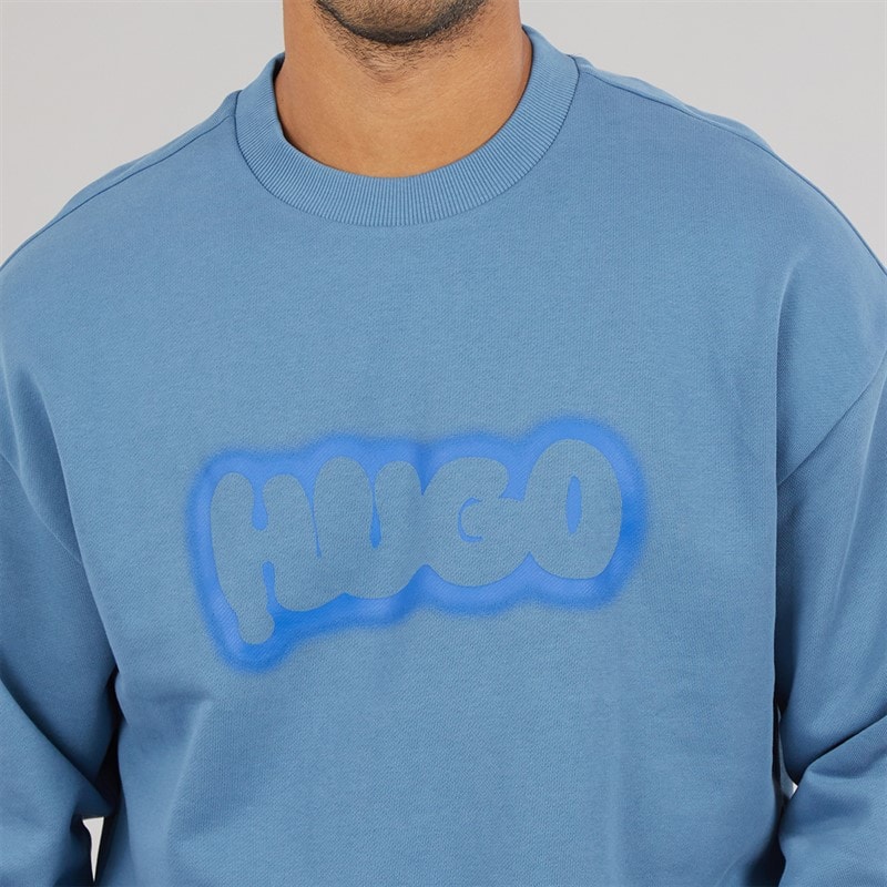 HUGO Mens Newirex Sweatshirt Open Blue - Image 3