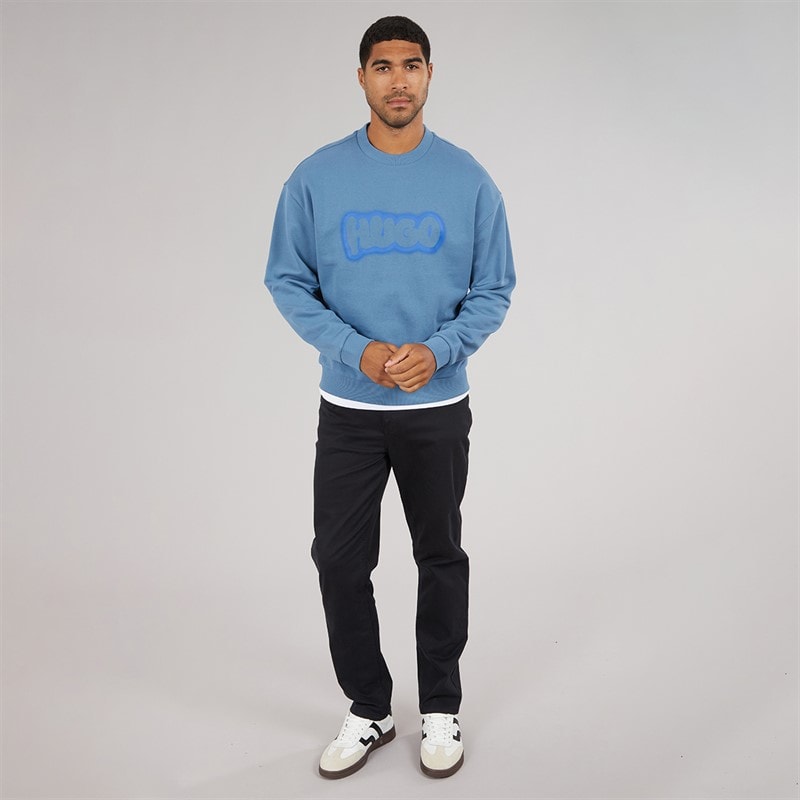 HUGO Mens Newirex Sweatshirt Open Blue - Image 4
