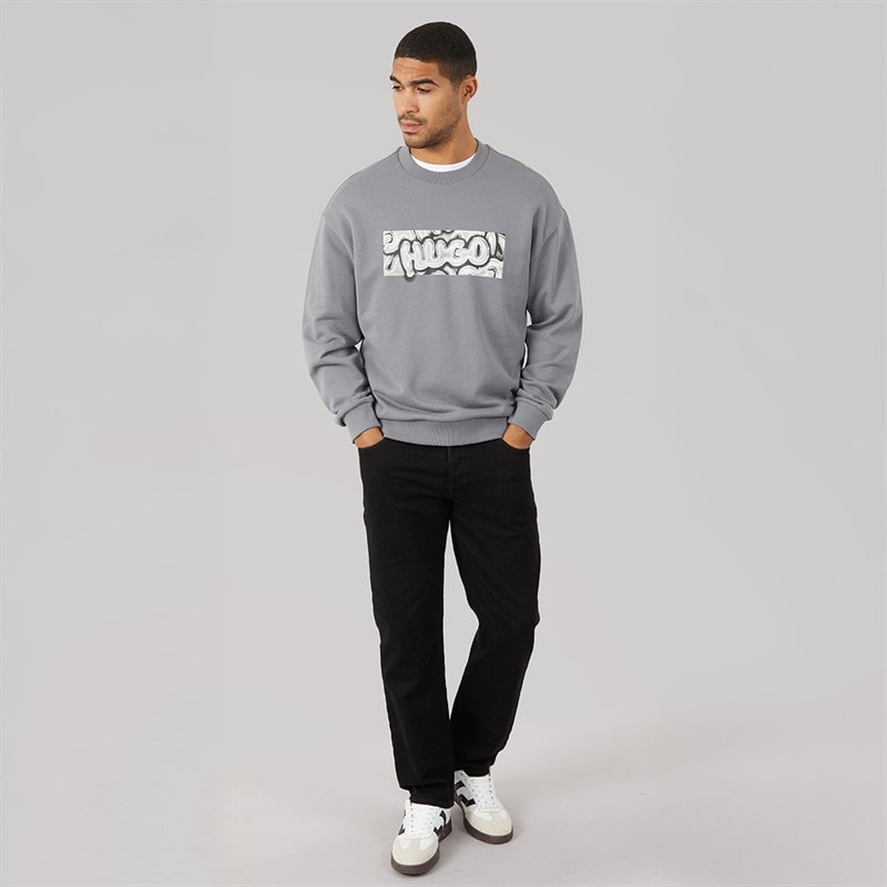HUGO Mens Newirex Sweatshirt Medium Grey - Image 3