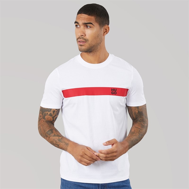 HUGO Mens Dzokis T-Shirt White - Image 3