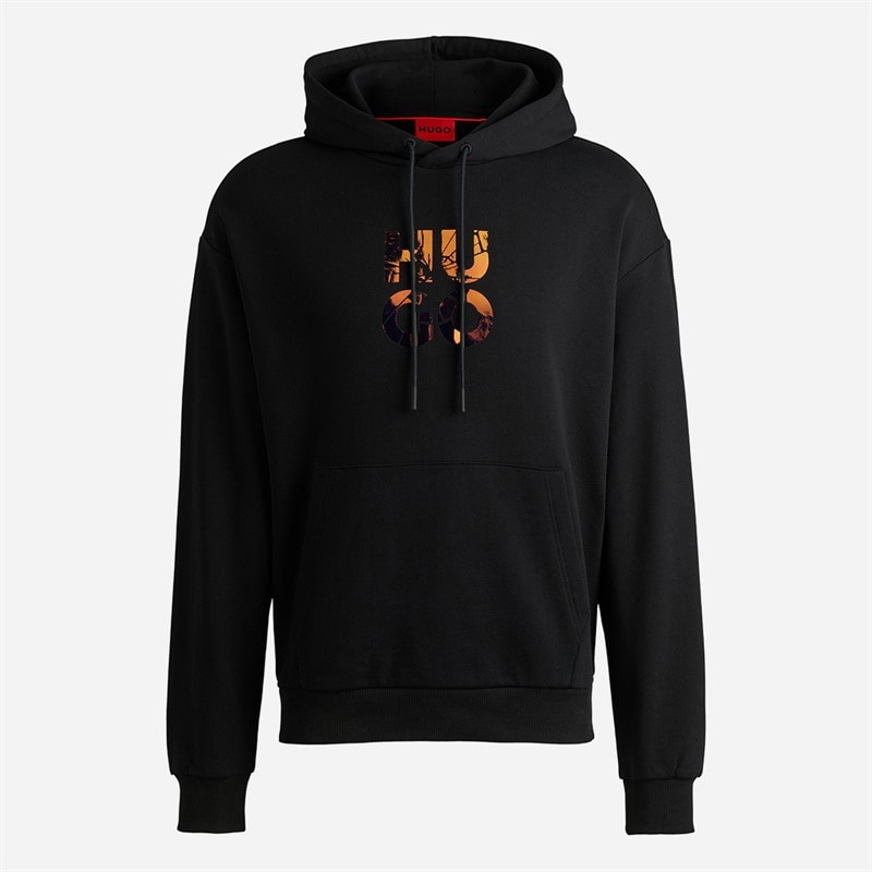 HUGO Mens Diridood Hoodie Black - Image 1