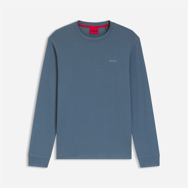 HUGO Mens Austin Pyjama Top Open Blue - Image 1