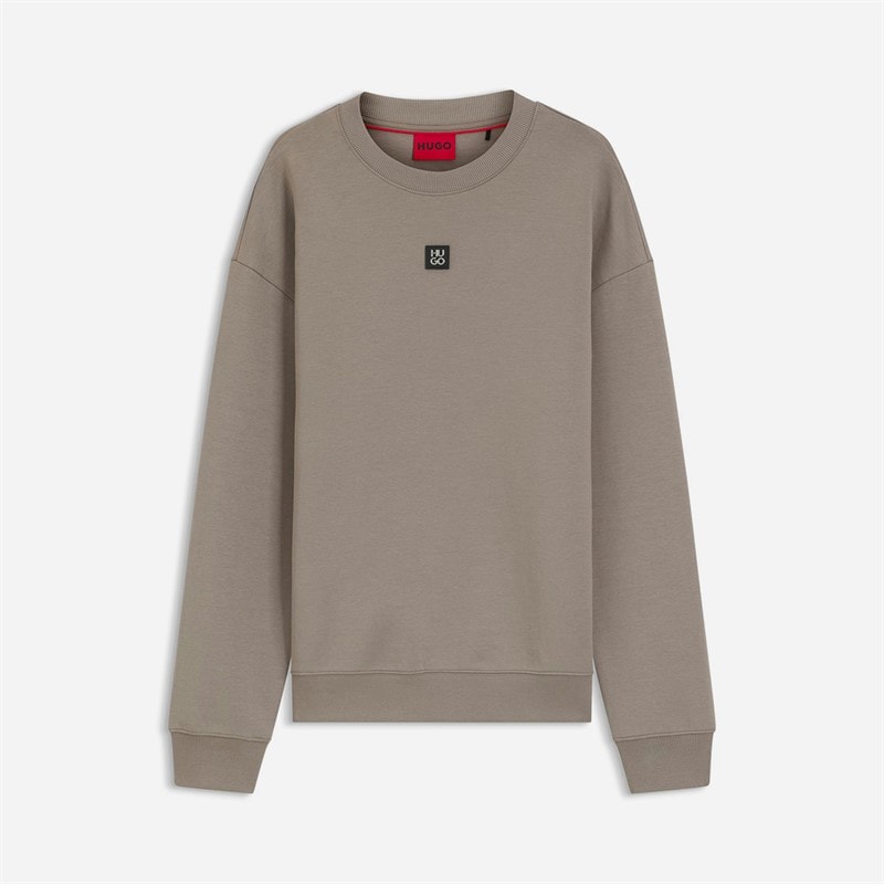 HUGO Mens Dettil Sweatshirt Stone Open Brown - Image 1