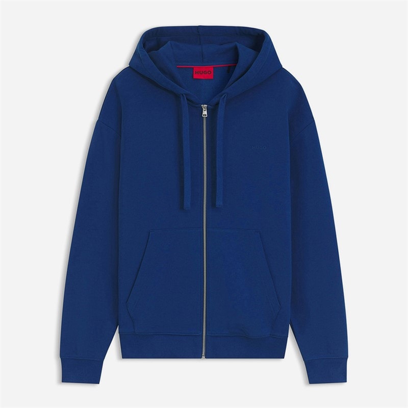 HUGO Mens Dapozip Zip Through Hoodie Open Blue - Image 1