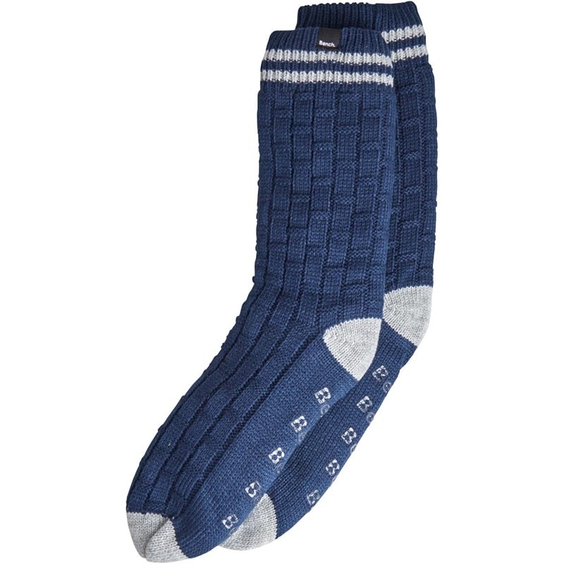 Bench Mens Brookdale Slipper Socks Navy/Grey Marl