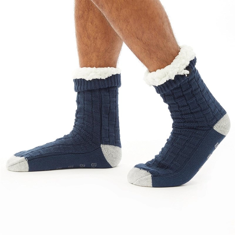Bench Mens Brookdale Slipper Socks Navy/Grey Marl - Image 4