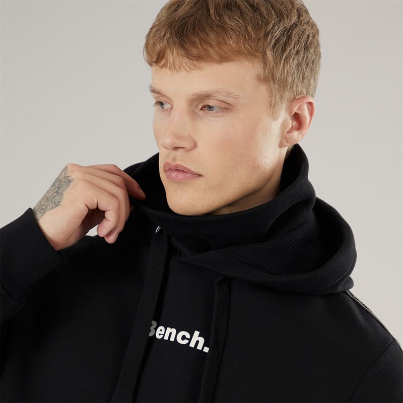 Bench Mens Guttell Tracksuit With Branded Tape Detail Black - Image 5