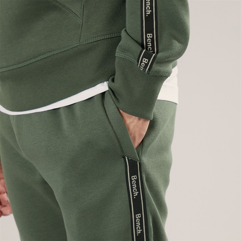Bench Mens Guttell Tracksuit With Branded Tape Detail Khaki - Image 3