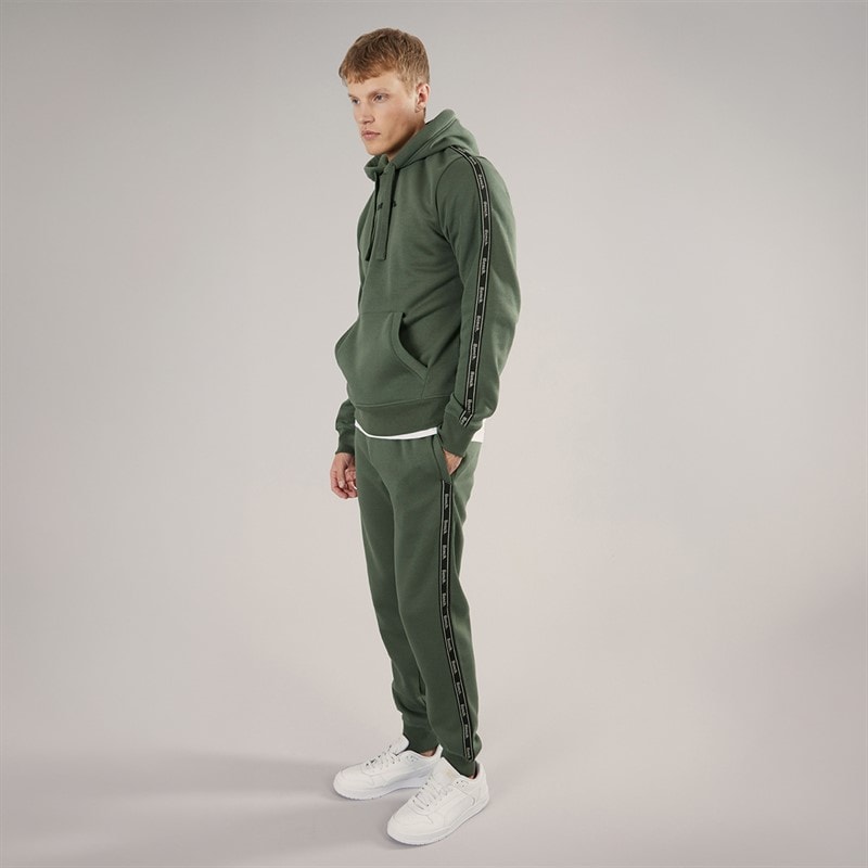 Bench Mens Guttell Tracksuit With Branded Tape Detail Khaki - Image 4