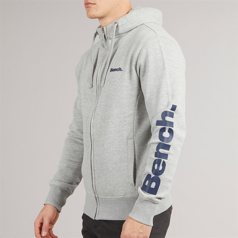 Bench Mens Maslow 22 Zip Through Hoodie Grey Marl - Image 3
