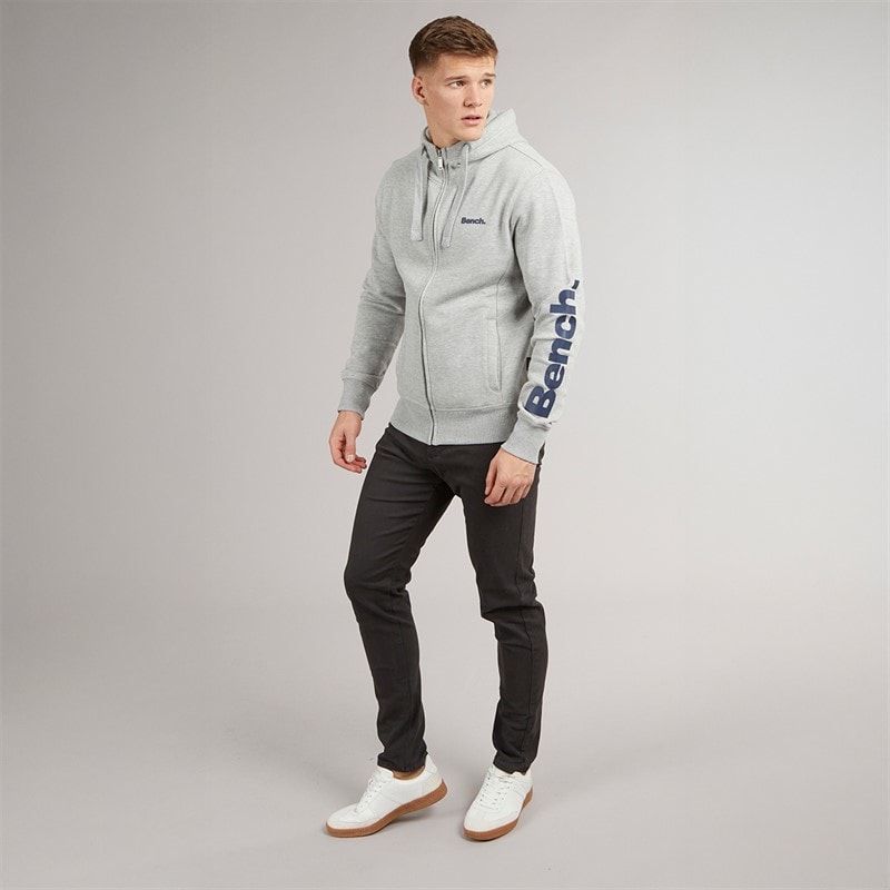 Bench Mens Maslow 22 Zip Through Hoodie Grey Marl - Image 4
