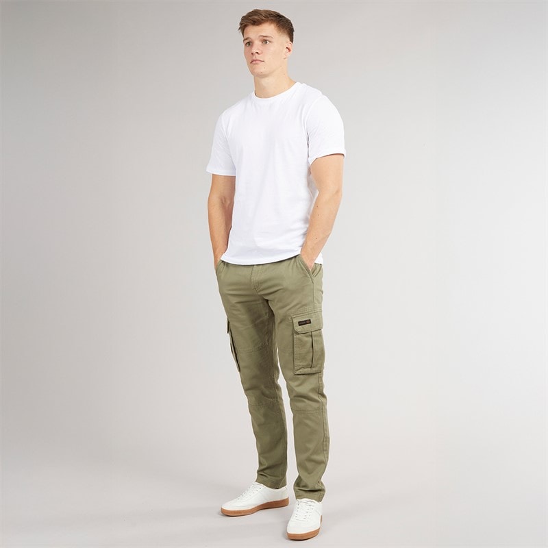 Bench Mens Sergei Twill Cargo Pants Light Khaki - Image 3