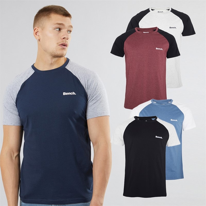 Bench Mens Trova Five Pack T-Shirts Black/Navy/Burgundy Marl/Denim Marl/Ecru Marl - Image 1