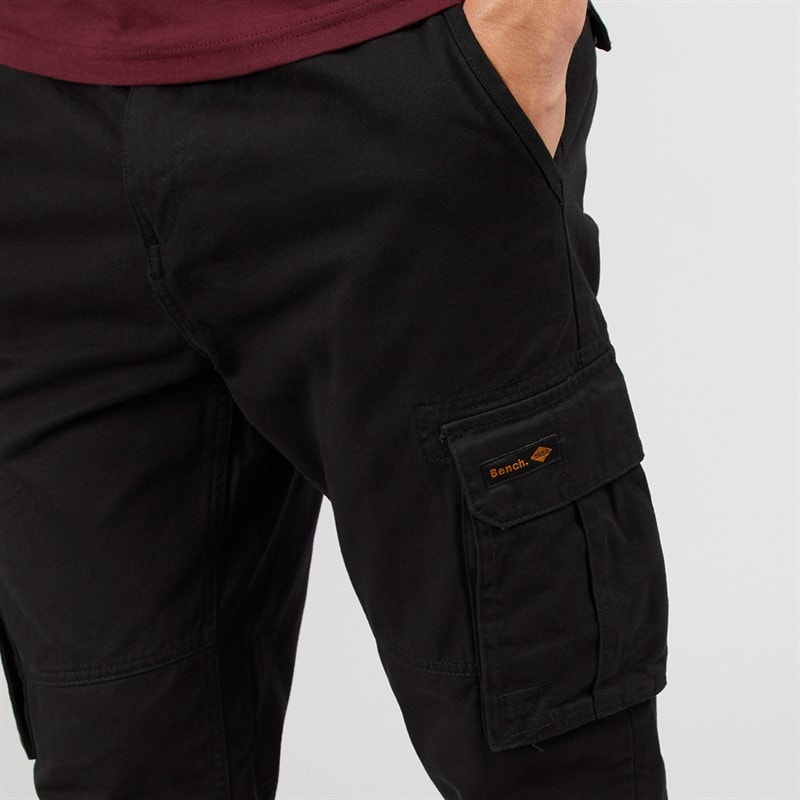 Bench Mens Sergei Twill Cargo Pants Black - Image 3