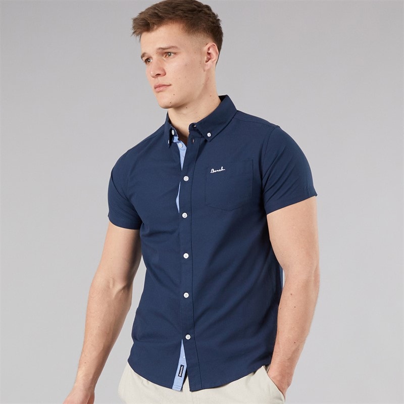 Bench Mens Bowdon Short Sleeve Shirt Navy - Image 1