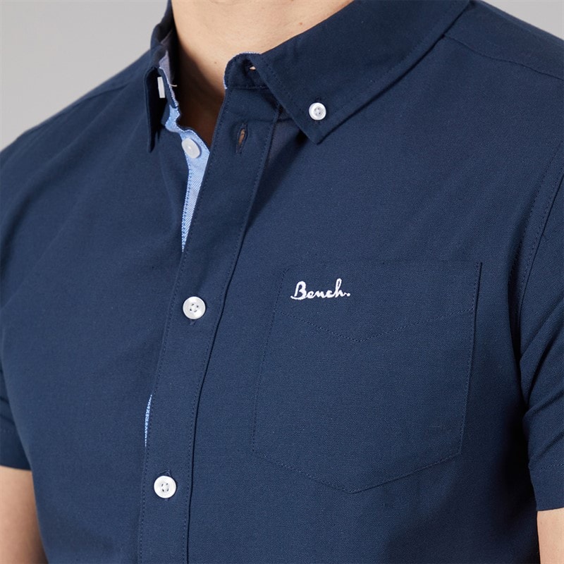 Bench Mens Bowdon Short Sleeve Shirt Navy - Image 3