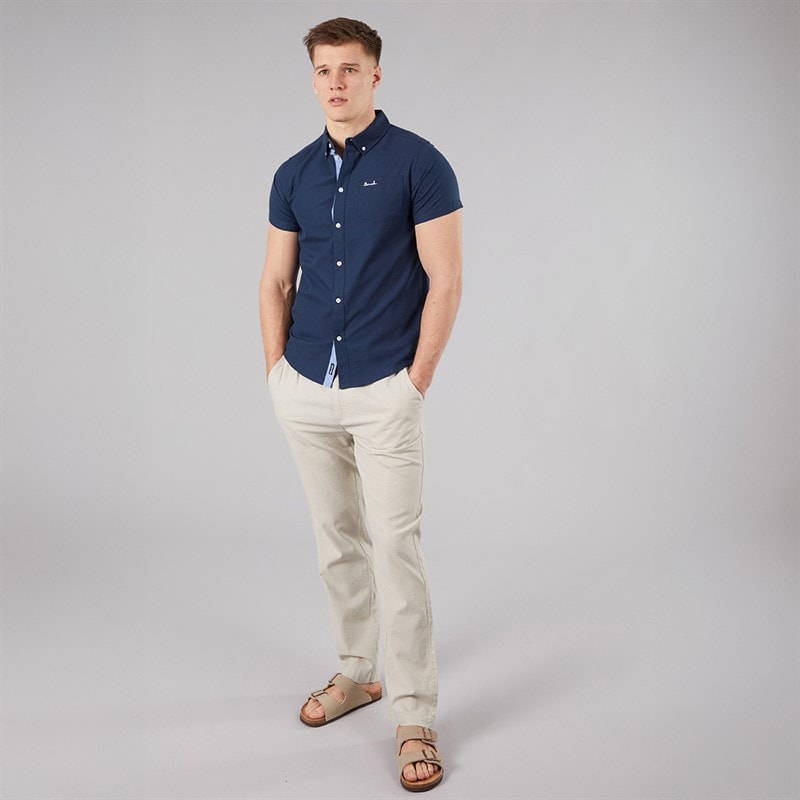 Bench Mens Bowdon Short Sleeve Shirt Navy - Image 4