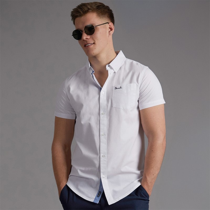 Bench Mens Bowdon Short Sleeve Shirt White