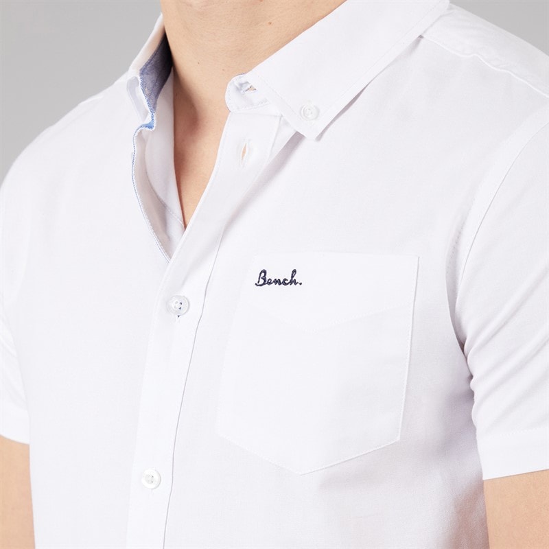 Bench Mens Bowdon Short Sleeve Shirt White - Image 3