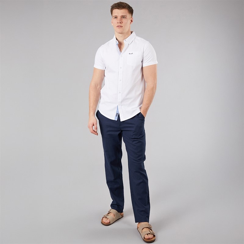Bench Mens Bowdon Short Sleeve Shirt White - Image 4