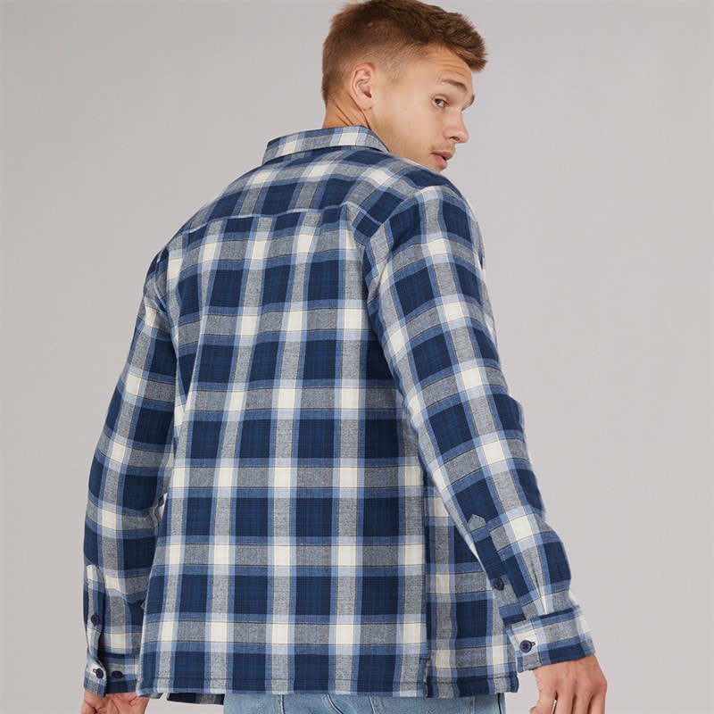 Bench Mens Paddy Long Sleeve Padded Shirt Navy Check - Image 2