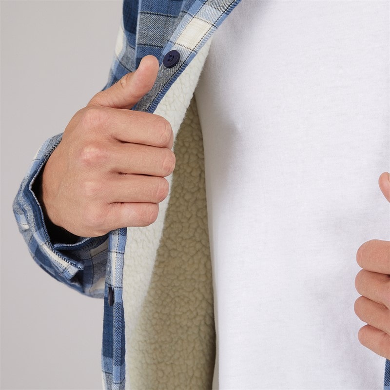 Bench Mens Paddy Long Sleeve Padded Shirt Navy Check - Image 4