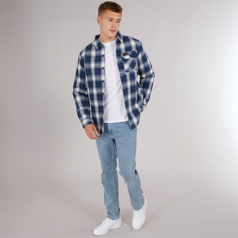 Bench Mens Paddy Long Sleeve Padded Shirt Navy Check - Image 5