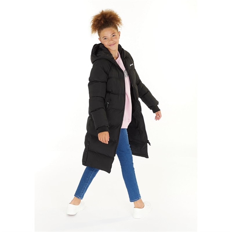 Bench Girls Ryelle Hooded Maxi Length Puffer Coat Black - Image 3