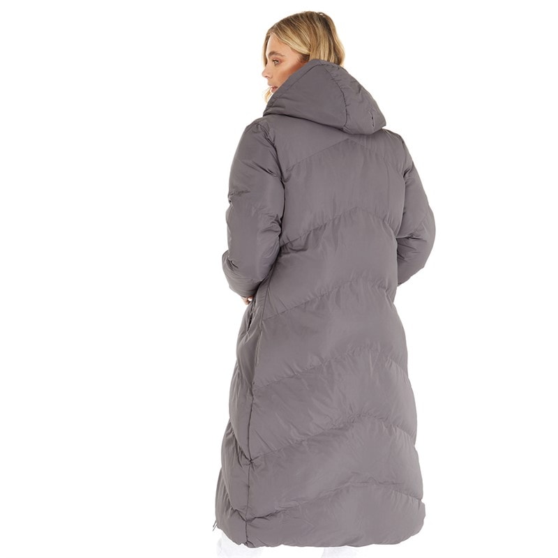 Bench Womens Eloraina Long Hooded Puffer Coat Charcoal - Image 2