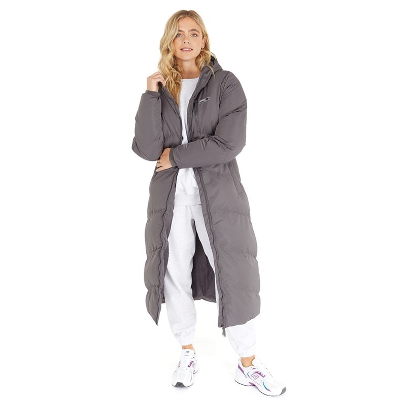 Bench Womens Eloraina Long Hooded Puffer Coat Charcoal - Image 4