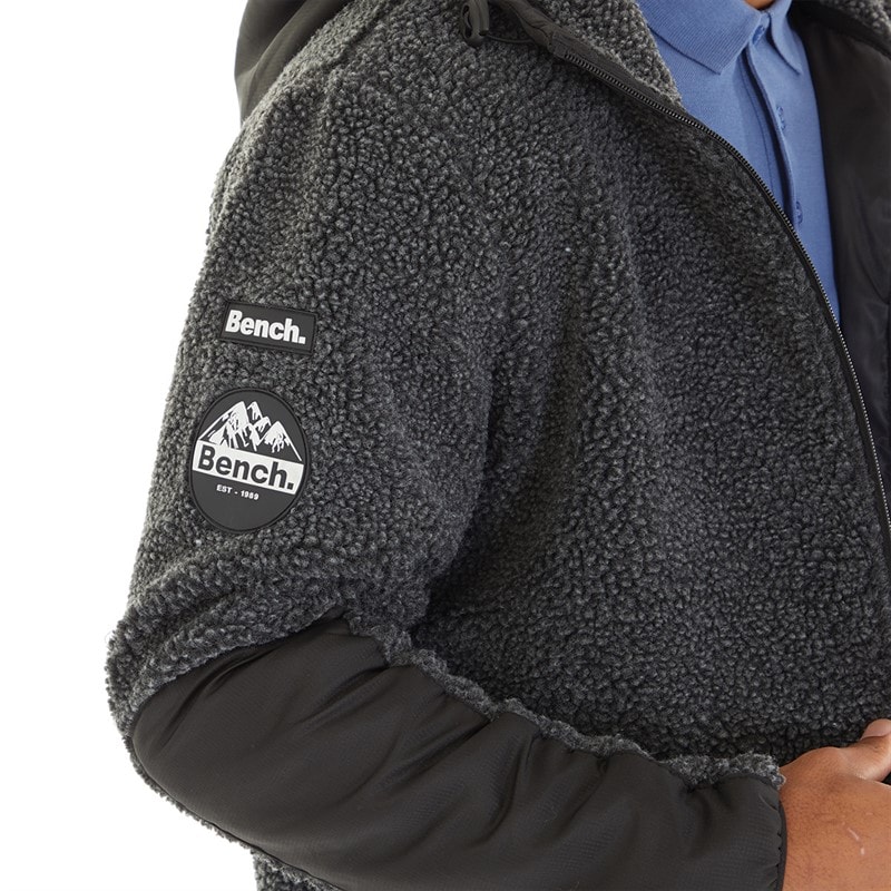 Bench Mens Brecon Zip Through Sherpa Fleece Black Marl - Image 3