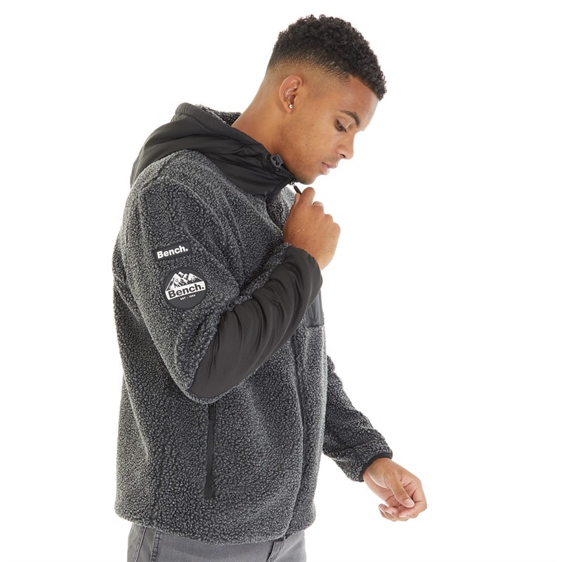 Bench Mens Brecon Zip Through Sherpa Fleece Black Marl - Image 4