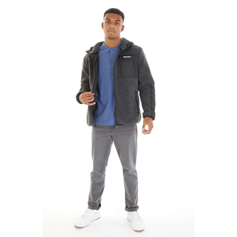 Bench Mens Brecon Zip Through Sherpa Fleece Black Marl - Image 5