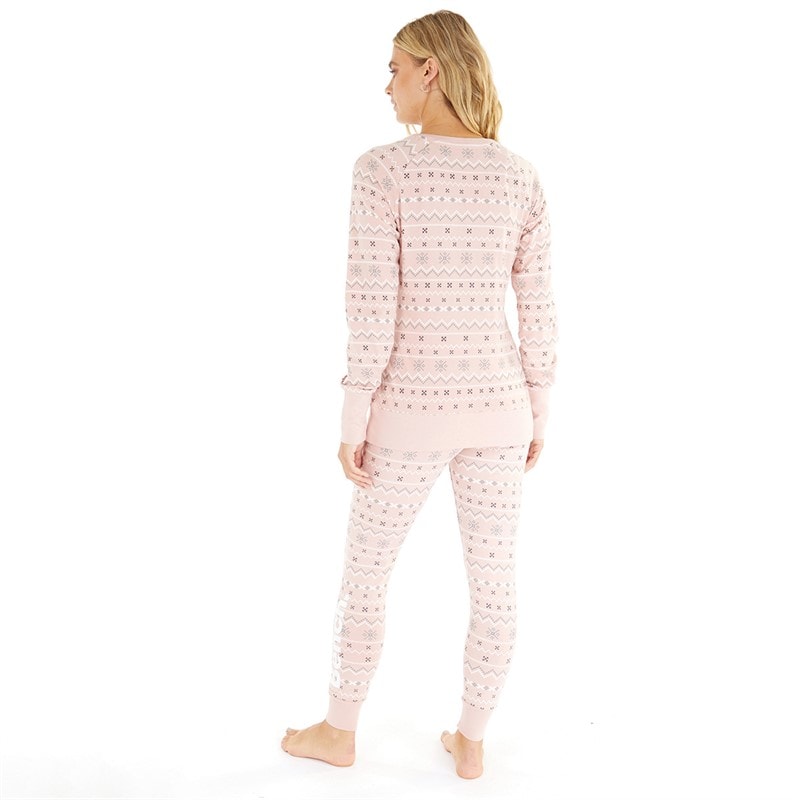 Bench Womens Soffi Loungewear Set Dusky Pink Fairisle - Image 2