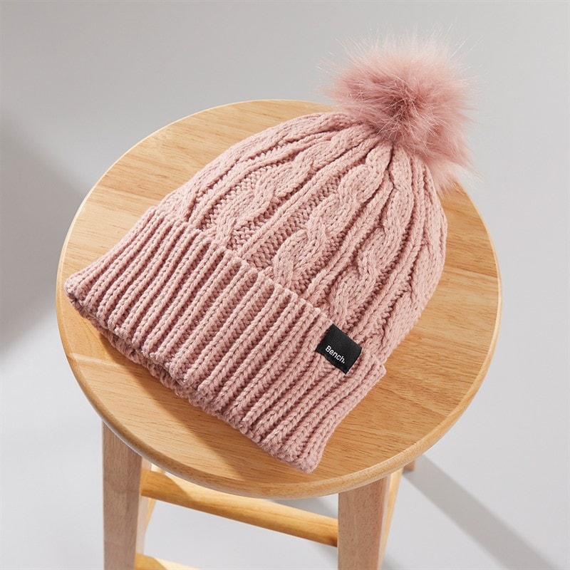 Bench Womens Ivanna Bobble Hat Dusty Pink - Image 3